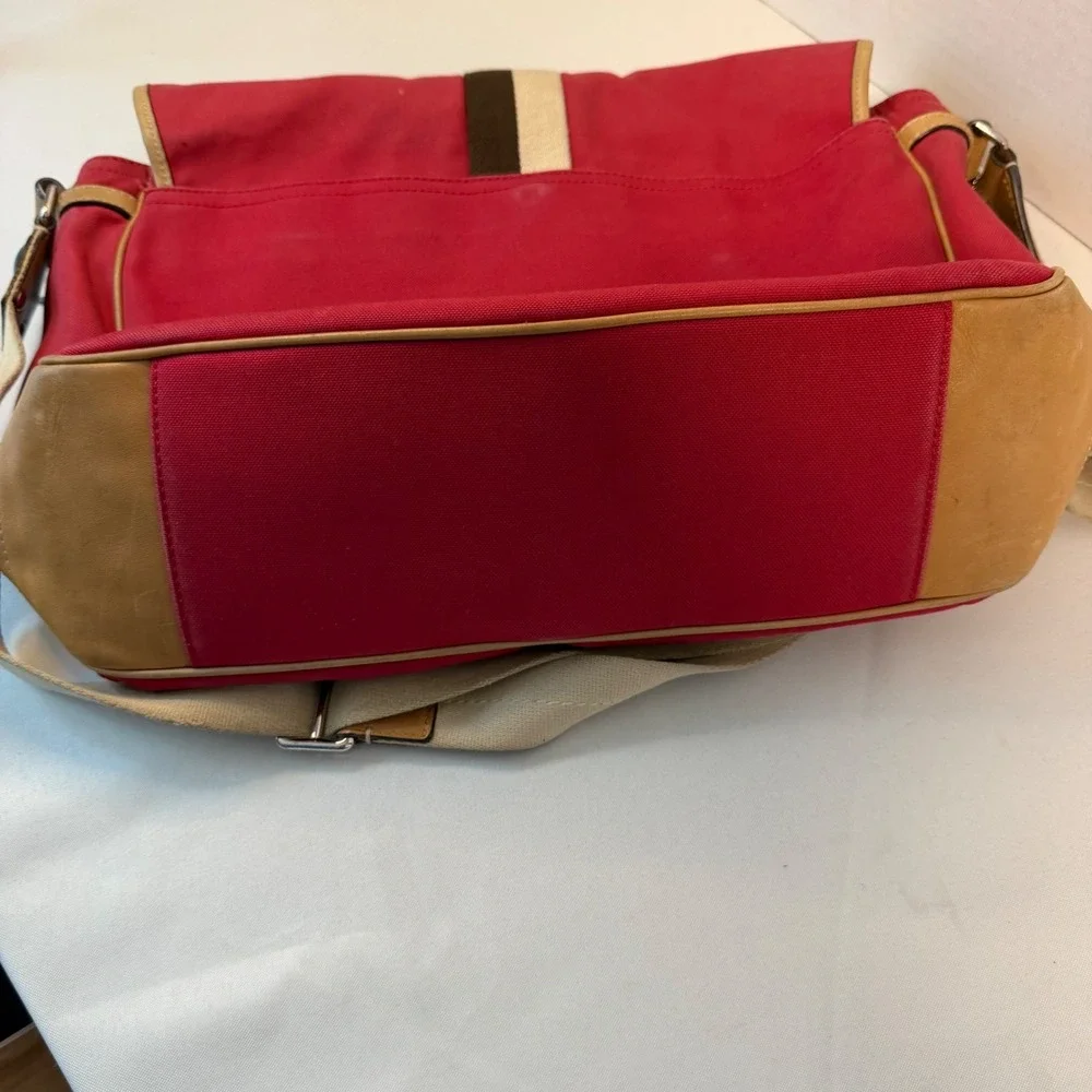 Coach Messenger Bag Large Red Heritage Stripe Canvas Crossbody F70201